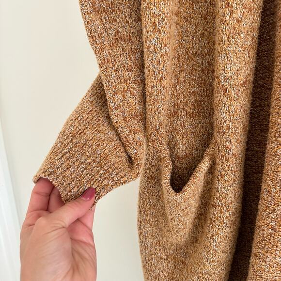 Umgee Knit Open-Front Long Sleeve Pocket Cardigan Sweater Brown S - Picture 5 of 8